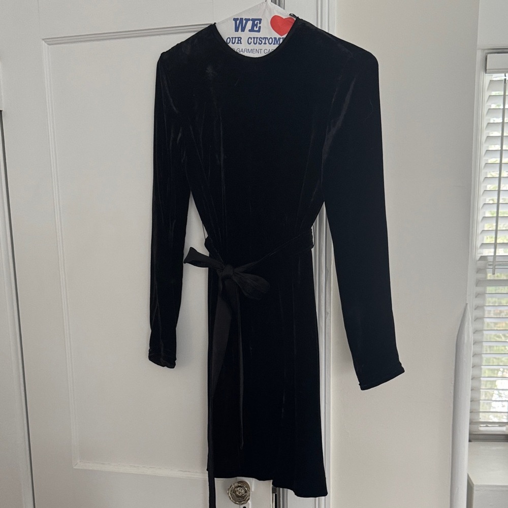 Theory Black Long Sleeve Velvet Dress